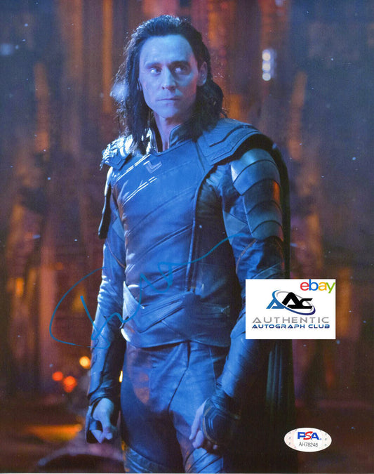 TOM HIDDLESTON AUTOGRAPH SIGNED 8X10 PHOTO LOKI THOR AVENGERS MARVEL PSA COA