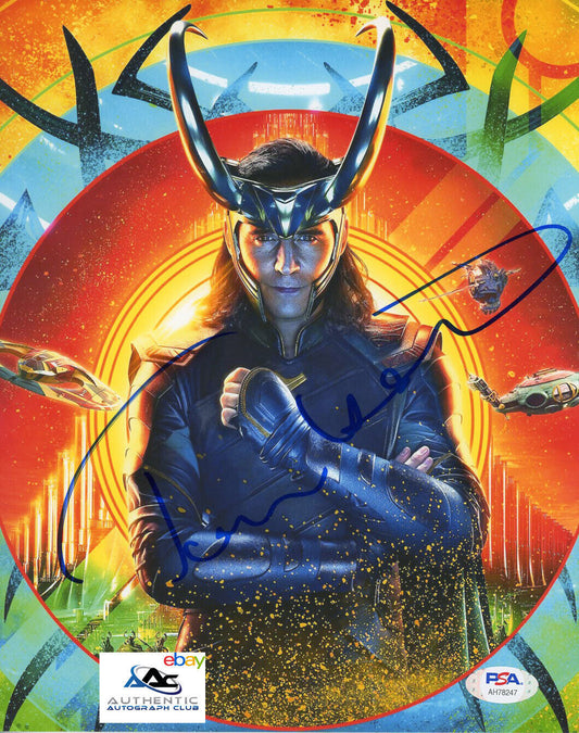 TOM HIDDLESTON AUTOGRAPH SIGNED 8X10 PHOTO LOKI THOR AVENGERS MARVEL PSA COA