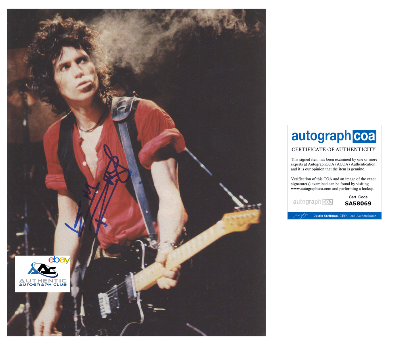 KEITH RICHARDS AUTOGRAPH SIGNED 11X14 PHOTO ROLLING STONES GUITARIST ACOA