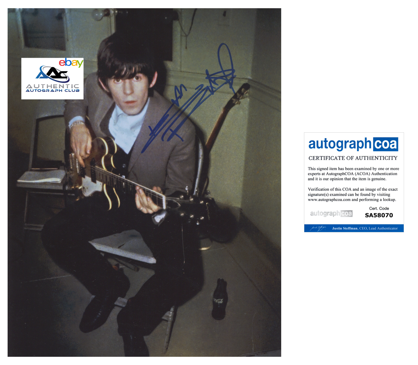 KEITH RICHARDS AUTOGRAPH SIGNED 11x14 PHOTO ROLLING STONES GUITARIST ACOA