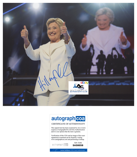 HILLARY CLINTON AUTOGRAPH SIGNED 11x14 PHOTO ACOA COA