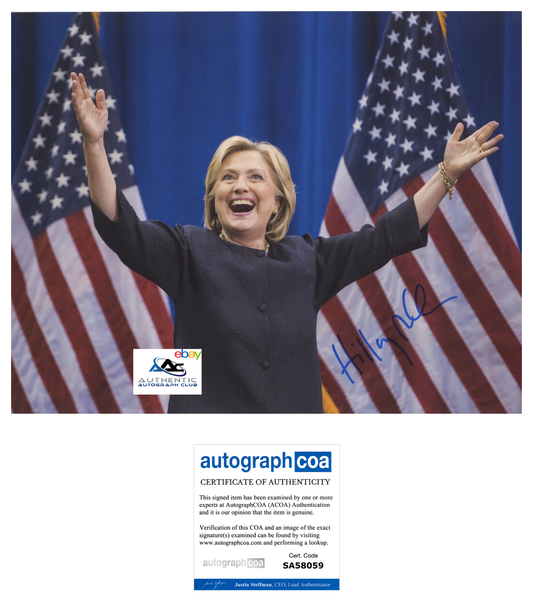 HILLARY CLINTON AUTOGRAPH SIGNED 11x14 PHOTO ACOA COA