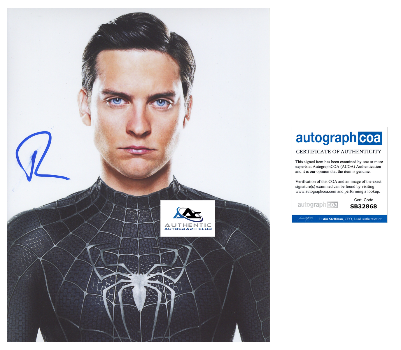 TOBEY MAGUIRE AUTOGRAPH SIGNED 11x14 PHOTO SPIDERMAN SPIDER-MAN MARVEL ACOA