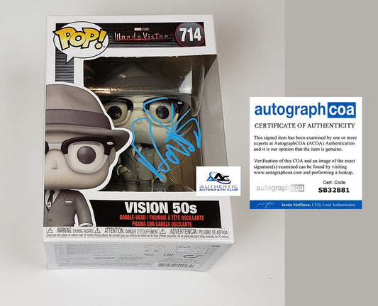 PAUL BETTANY AUTOGRAPH SIGNED MARVEL VISION WANDAVISION FUNKO POP 714 ACOA