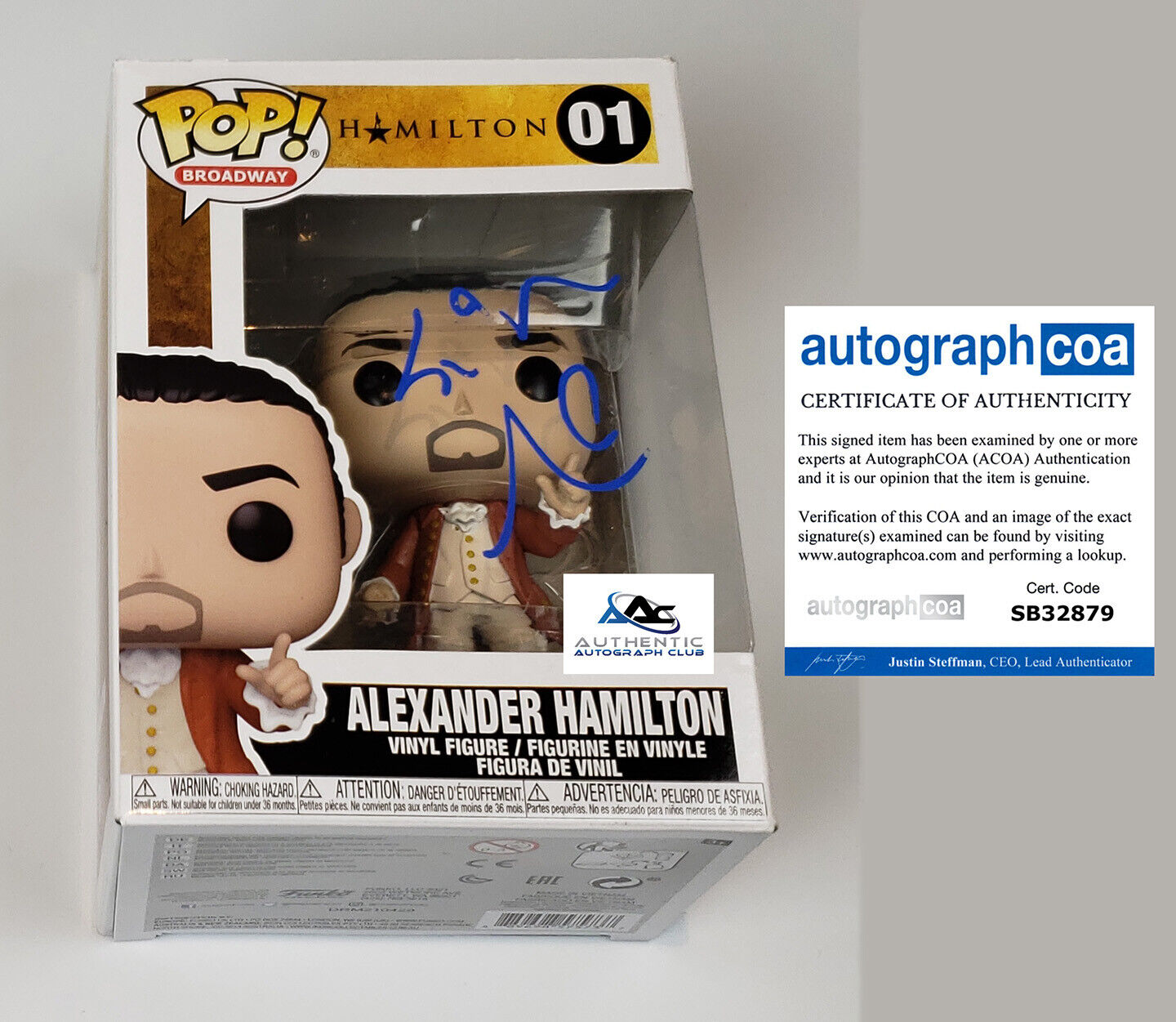 LIN MANUEL MIRANDA AUTOGRAPH SIGNED ALEXANDER HAMILTON FUNKO POP 01 ACOA