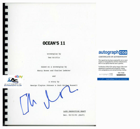 GEORGE CLOONEY MATT DAMON AUTOGRAPH SIGNED OCEAN'S 11 COMPLETE FULL SCRIPT ACOA