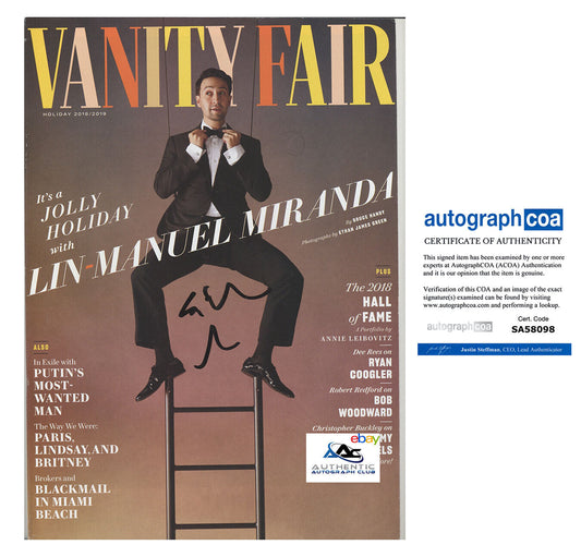 LIN MANUEL MIRANDA AUTOGRAPH SIGNED VANITY FAIR MAGAZAINE HAMILTON ACOA COA