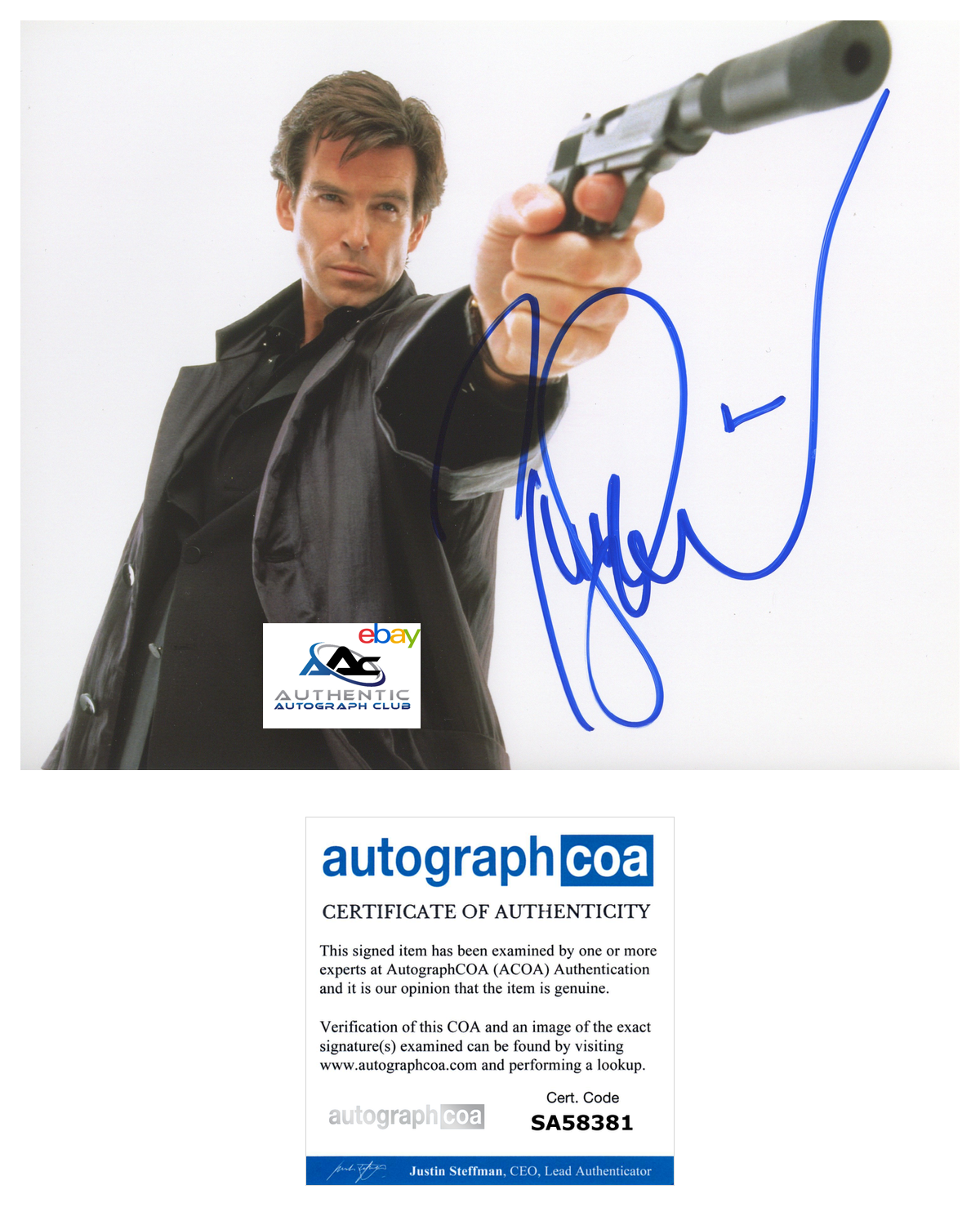 PIERCE BROSNAN AUTOGRAPH SIGNED 8x10 PHOTO JAMES BOND 007 WORLD NOT ENOUGH ACOA