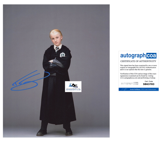 TOM FELTON AUTOGRAPH SIGNED 8x10 PHOTO HARRY POTTER DRACO MALFOY ACOA