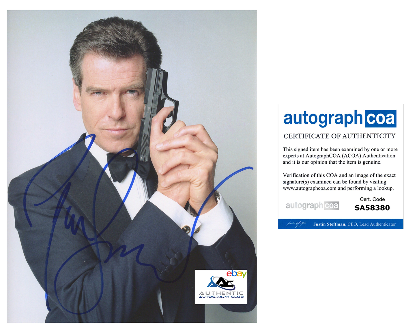 PIERCE BROSNAN AUTOGRAPH SIGNED 8x10 PHOTO JAMES BOND 007 GOLDENEYE ACOA