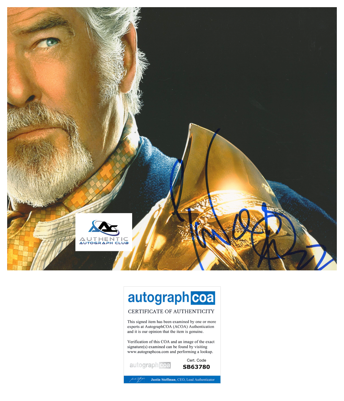 PIERCE BROSNAN AUTOGRAPH SIGNED 8x10 PHOTO DR FATE BLACK ADAM ACOA