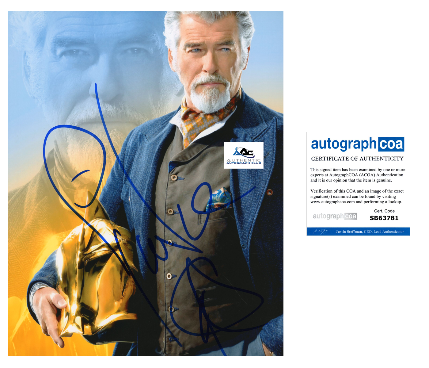 PIERCE BROSNAN AUTOGRAPH SIGNED 8x10 PHOTO DR FATE BLACK ADAM ACOA