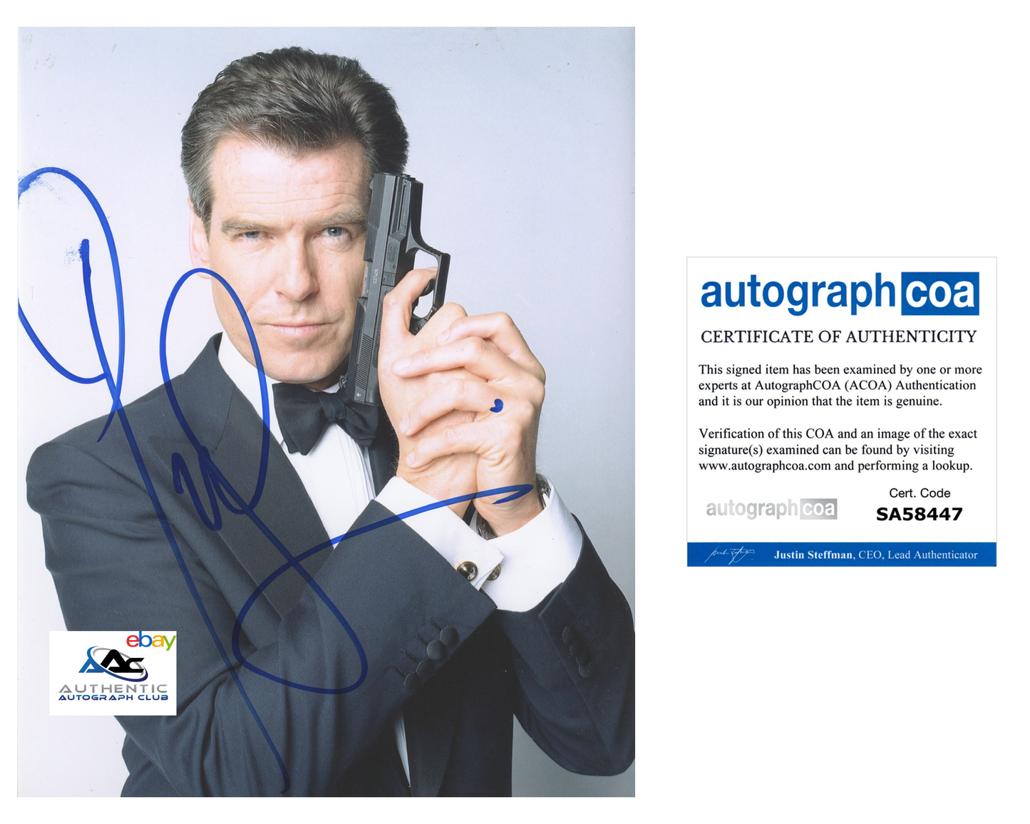 PIERCE BROSNAN AUTOGRAPH SIGNED 8x10 PHOTO JAMES BOND 007 ACOA