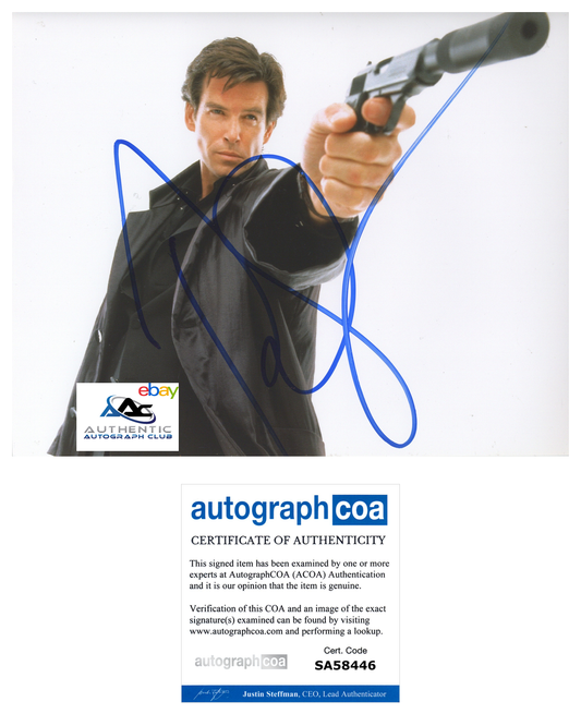 PIERCE BROSNAN AUTOGRAPH SIGNED 8x10 PHOTO JAMES BOND 007 WORLD NOT ENOUGH ACOA