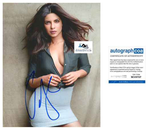 PRIYANKA CHOPRA AUTOGRAPH SIGNED 8X10 PHOTO QUANTICO BAYWATCH ACOA