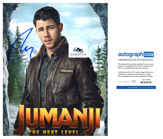 NICK JONAS AUTOGRAPH SIGNED 8x10 PHOTO JONAS BROS SINGER JUMANJI ACOA