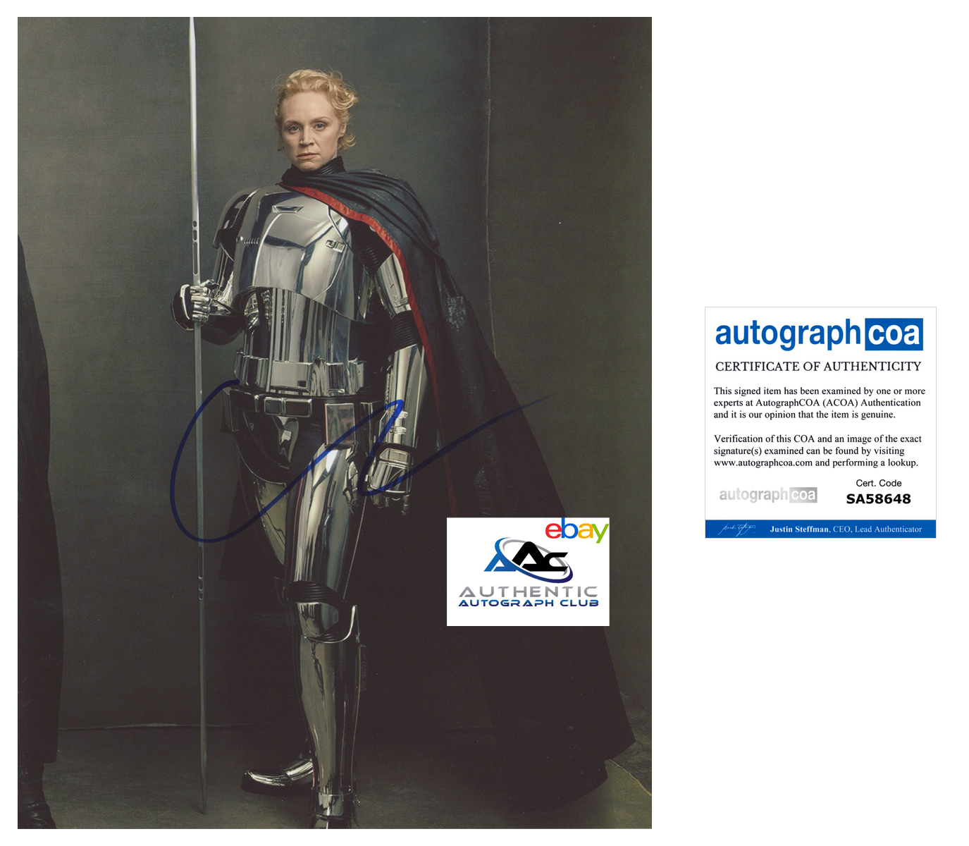 GWENDOLINE CHRISTIE AUTOGRAPH SIGNED 11x14 PHOTO STAR WARS ACOA