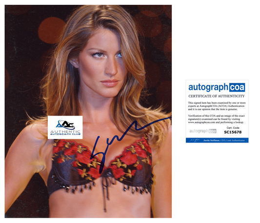 SUPERMODEL GISELE BUNDCHEN AUTOGRAPH SIGNED 8X10 PHOTO VICTORIA SECRET ACOA