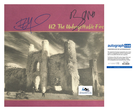 BONO THE EDGE AUTOGRAPH SIGNED U2 THE UNFORGETTABLE FIRE VINYL LP RECORD ALBUM