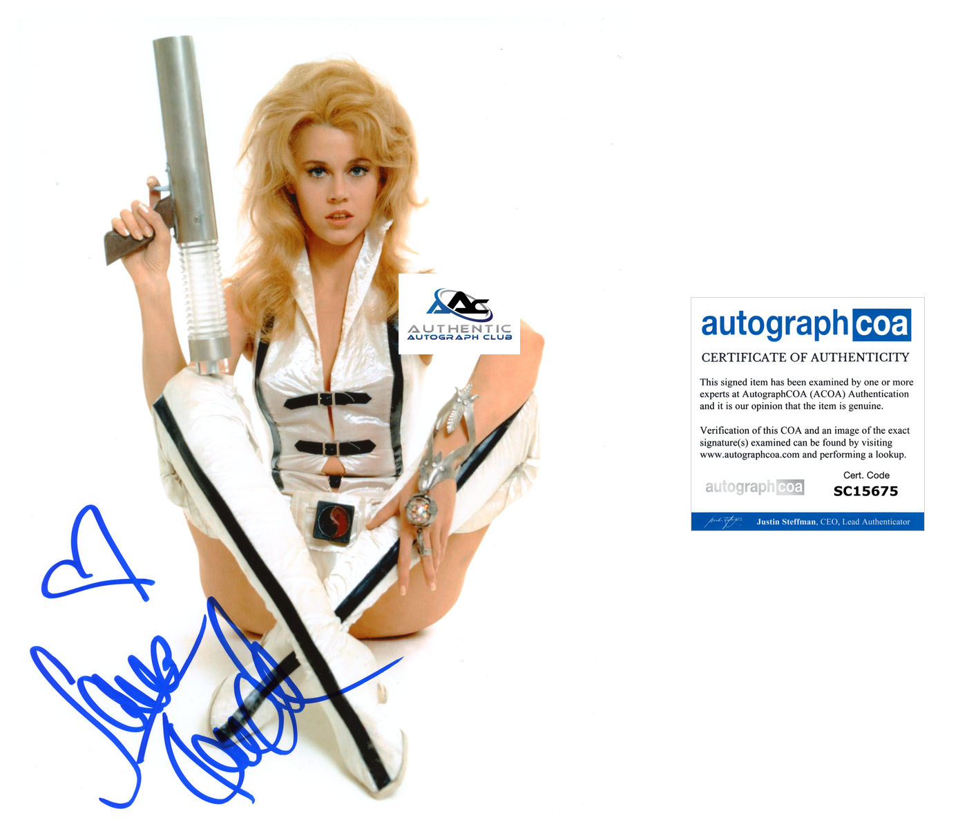 JANE FONDA AUTOGRAPH SIGNED 8X10 PHOTO BARBARELLA ACOA