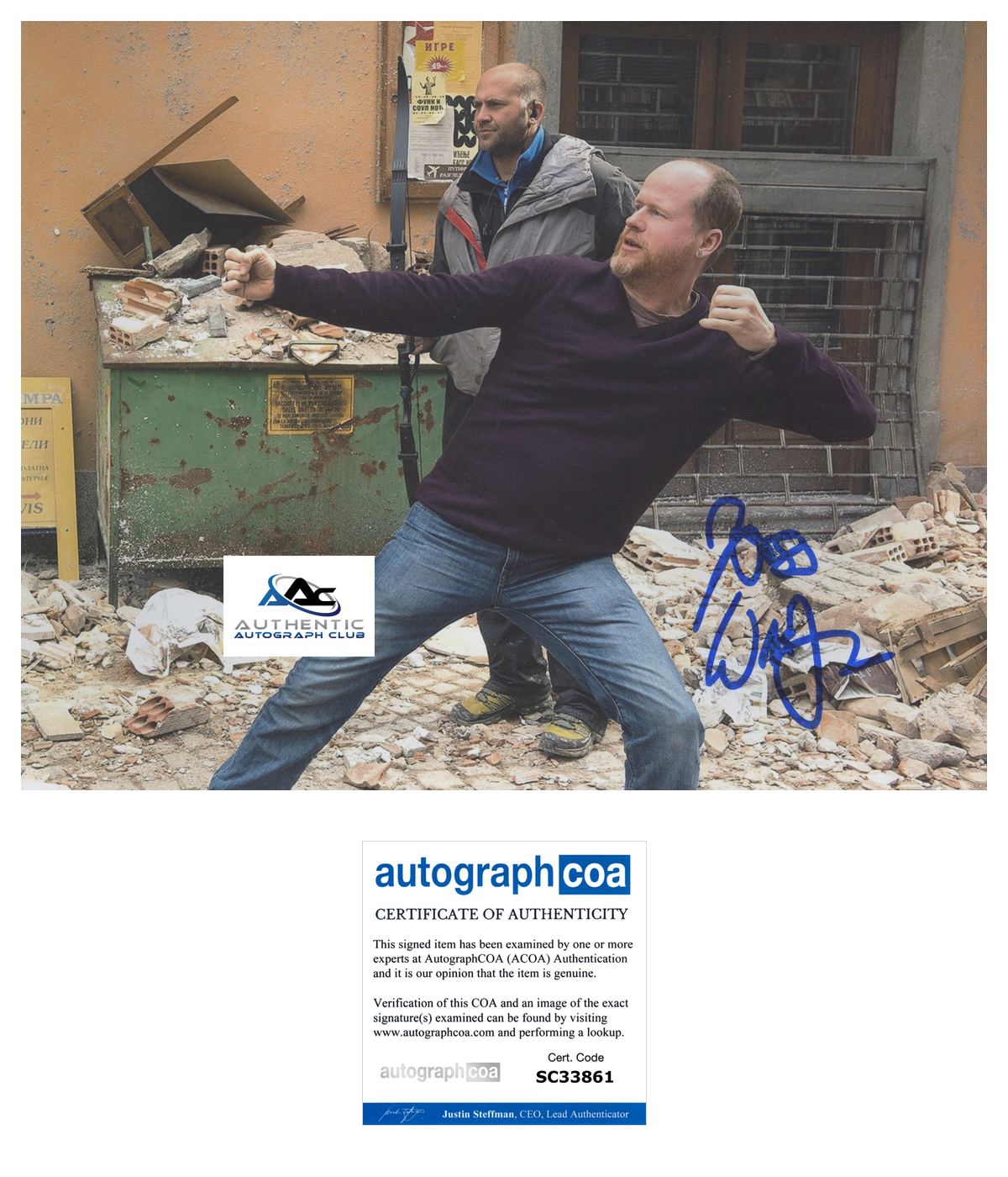 JOSS WHEDON AUTOGRAPH SIGNED 8X10 PHOTO AVENGERS DIRECTOR ACOA