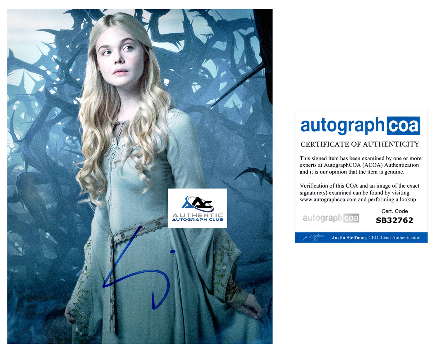 ELLE FANNING AUTOGRAPH SIGNED 8x10 PHOTO MALEFICENT AURORA ACOA