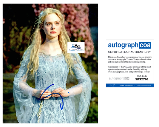 ELLE FANNING AUTOGRAPH SIGNED 8x10 PHOTO MALEFICENT AURORA ACOA