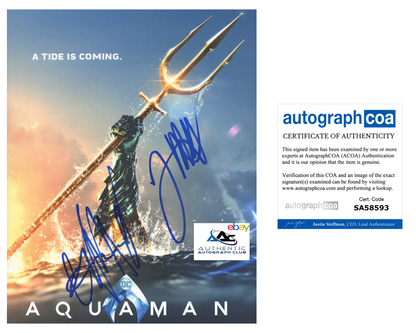 AMBER HEARD AND AQUAMAN DIRECTOR JAMES WAN AUTOGRAPH SIGNED 8X10 PHOTO ACOA