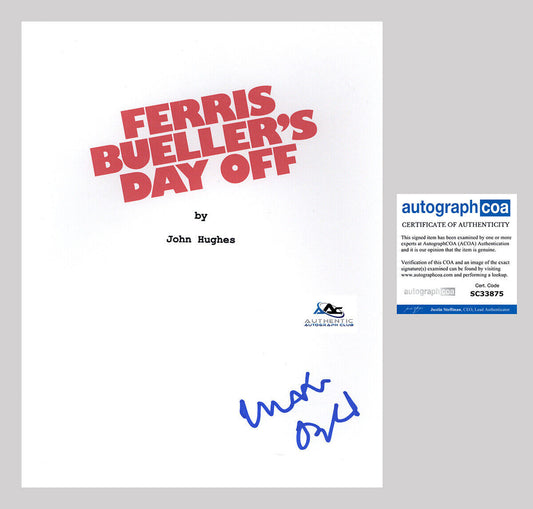 MATTHEW BRODERICK AUTOGRAPH SIGNED FERRIS BUELLER'S COMPLETE FULL SCRIPT ACOA