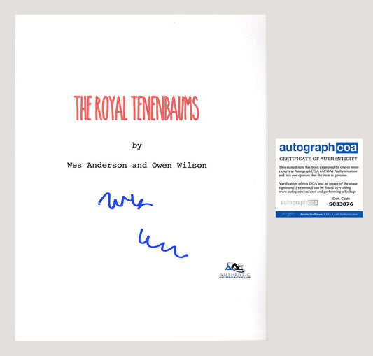 WES ANDERSON AUTOGRAPH SIGNED THE ROYAL TENENBAUMS COMPLETE FULL SCRIPT ACOA