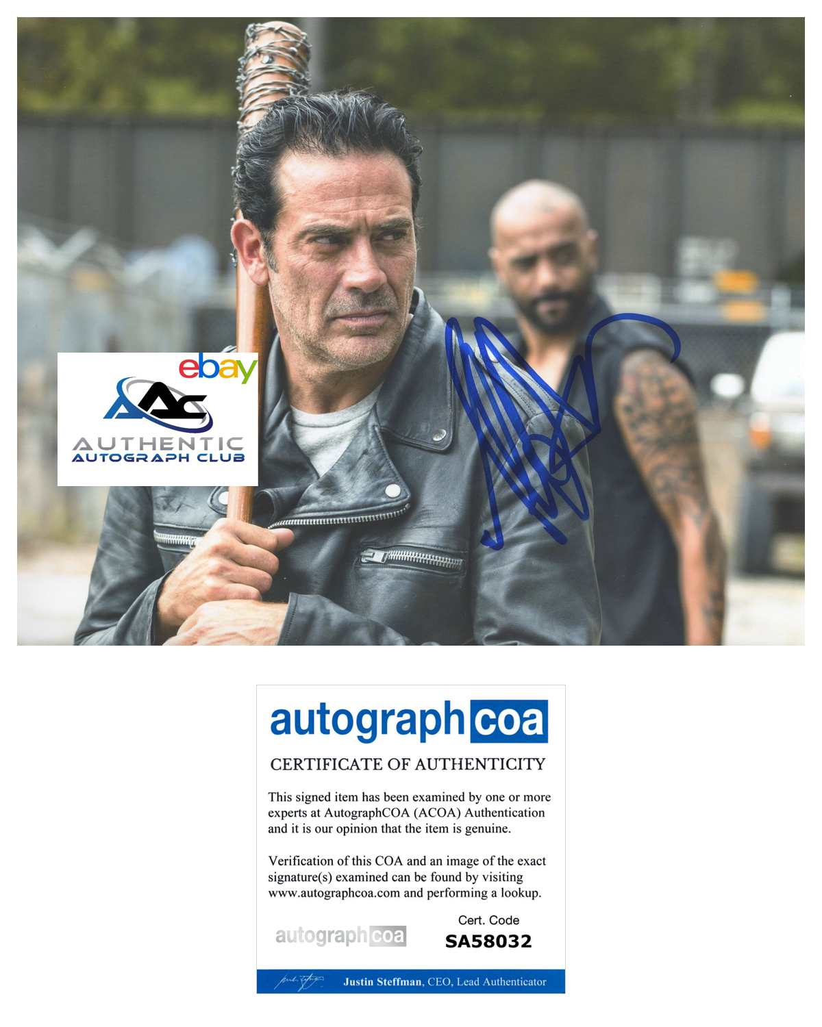 JEFFREY DEAN MORGAN AUTOGRAPH SIGNED 8X10 PHOTO WALKING DEAD NEGAN ACOA