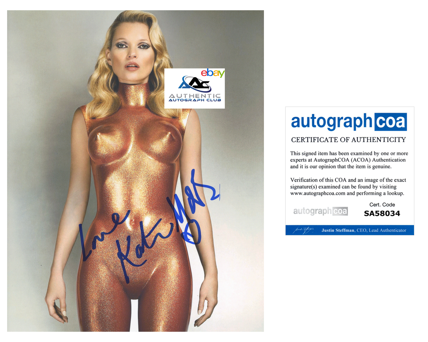 SUPERMODEL KATE MOSS AUTOGRAPH SIGNED 8X10 PHOTO SEXY HOT FULL NAME RARE ACOA