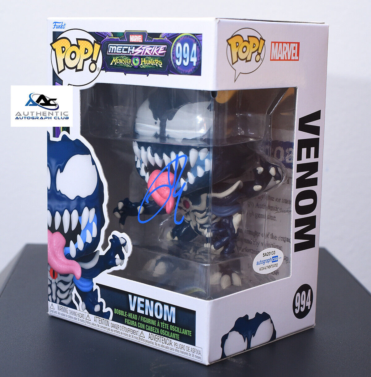 TOM HARDY AUTOGRAPH SIGNED MARVEL VENOM FUNKO POP 994 ACOA