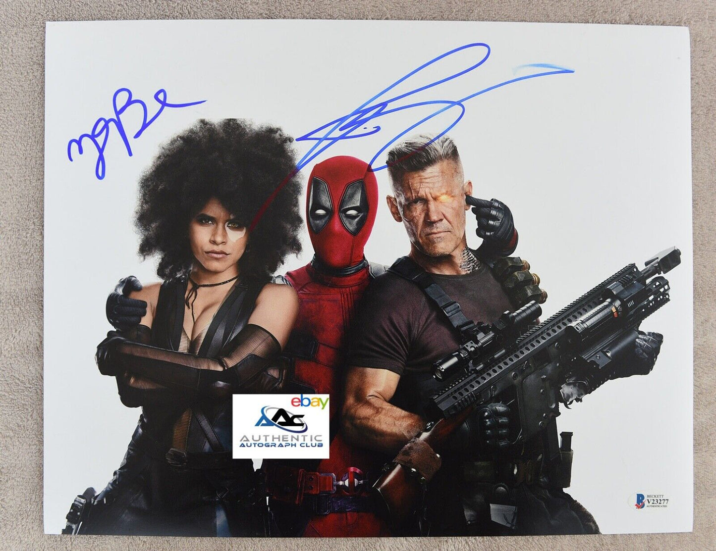 JOSH BROLIN AND ZAZIE BEETZ AUTOGRAPH SIGNED 11X14 PHOTO DEADPOOL BECKETT BAS