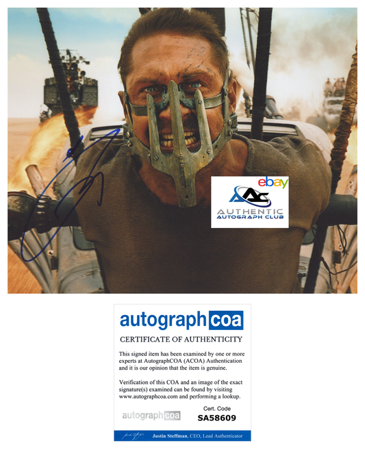 TOM HARDY AUTOGRAPH SIGNED 8X10 PHOTO MAD MAX VENOM ACOA