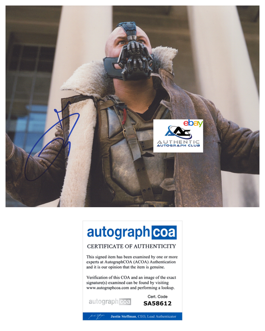 TOM HARDY AUTOGRAPH SIGNED 8X10 PHOTO MAD MAX VENOM DARK KNIGHT RISES ACOA