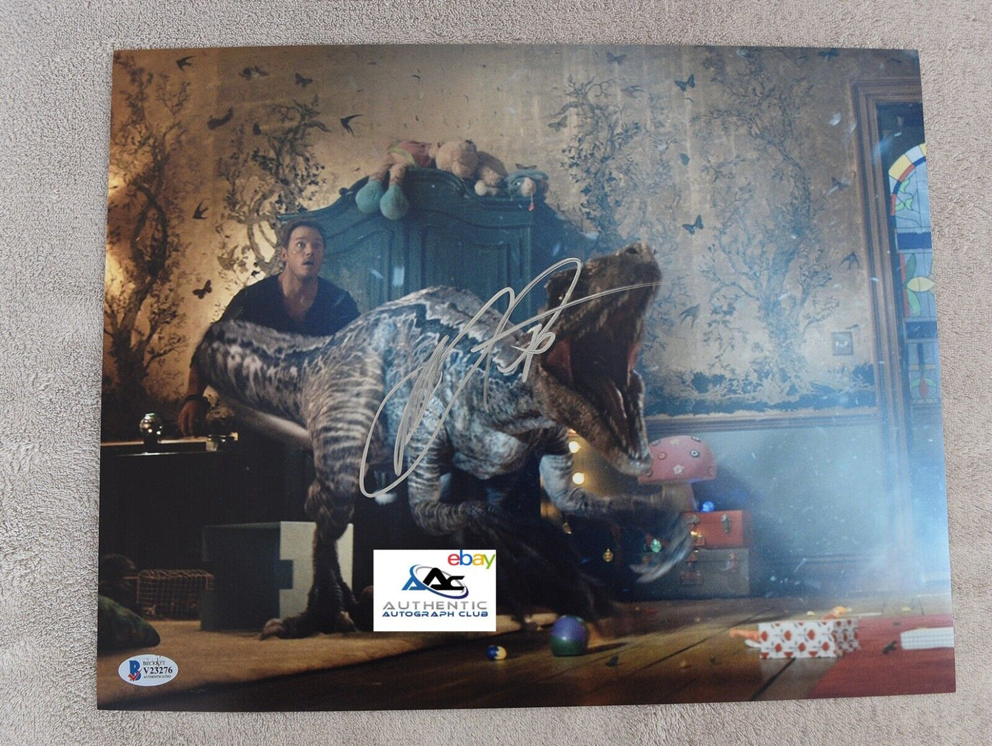 CHRIS PRATT AUTOGRAPH SIGNED 11x14 PHOTO JURASSIC WORLD STAR-LORD BECKETT BAS