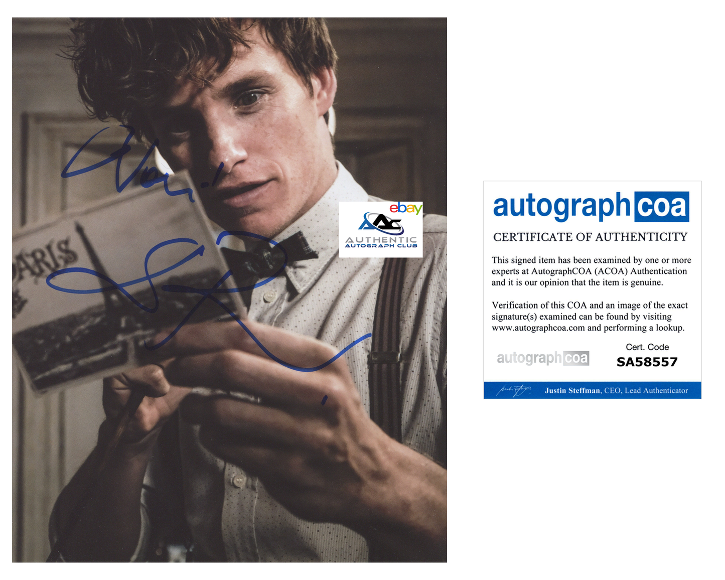 EDDIE REDMAYNE AUTOGRAPH SIGNED 8x10 PHOTO NEWT INSCRIPTION FANTASTIC BEAST ACOA