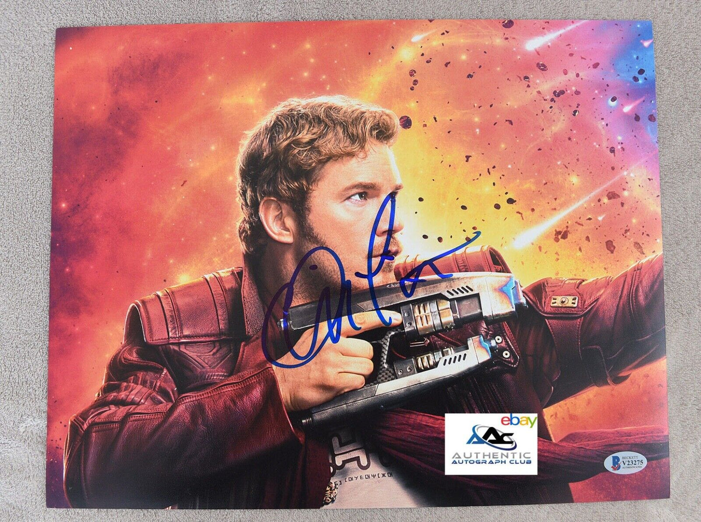 CHRIS PRATT AUTOGRAPH SIGNED 11x14 PHOTO STAR-LORD GOTG JURASSIC BECKETT BAS