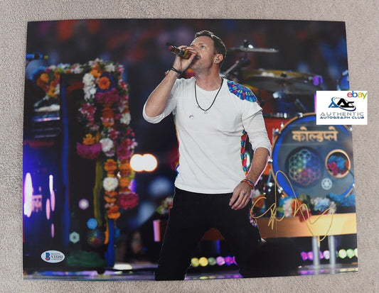 CHRIS MARTIN AUTOGRAPH SIGNED 11x14 PHOTO COLDPLAY BECKETT BAS