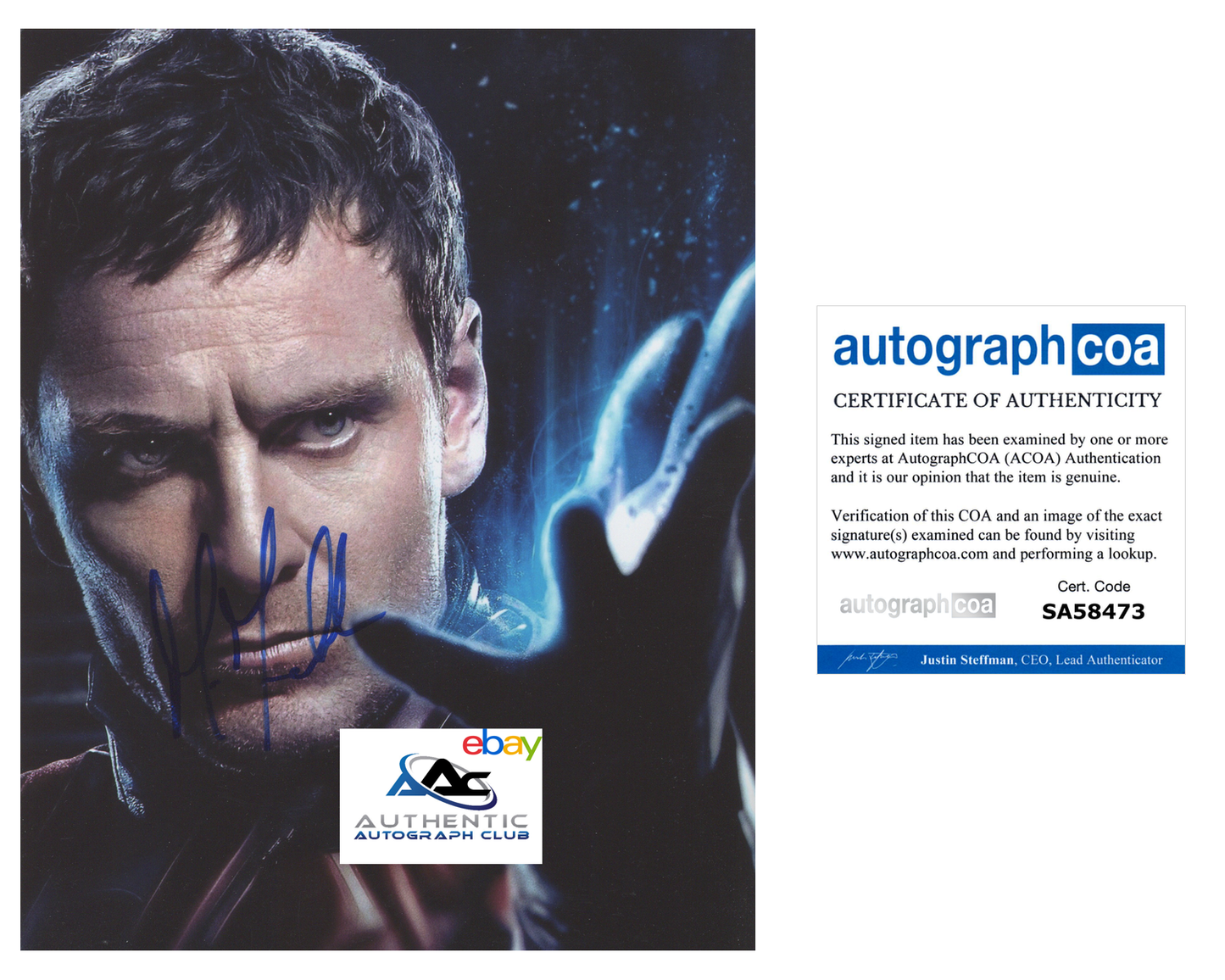 MICHAEL FASSBENDER AUTOGRAPH SIGNED 8X10 PHOTO X-MEN MAGNETO XMEN ACOA