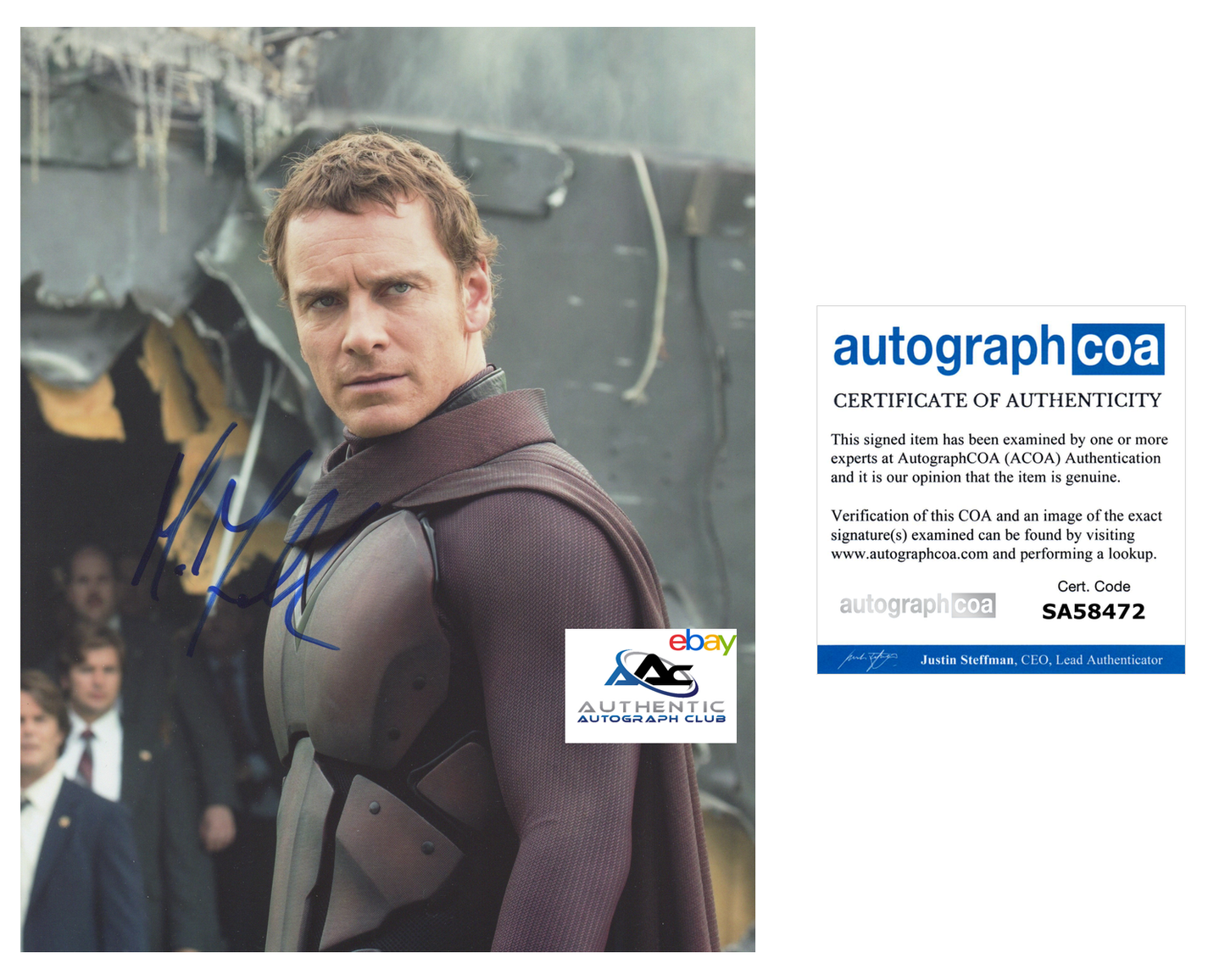 MICHAEL FASSBENDER AUTOGRAPH SIGNED 8X10 PHOTO X-MEN MAGNETO XMEN ACOA