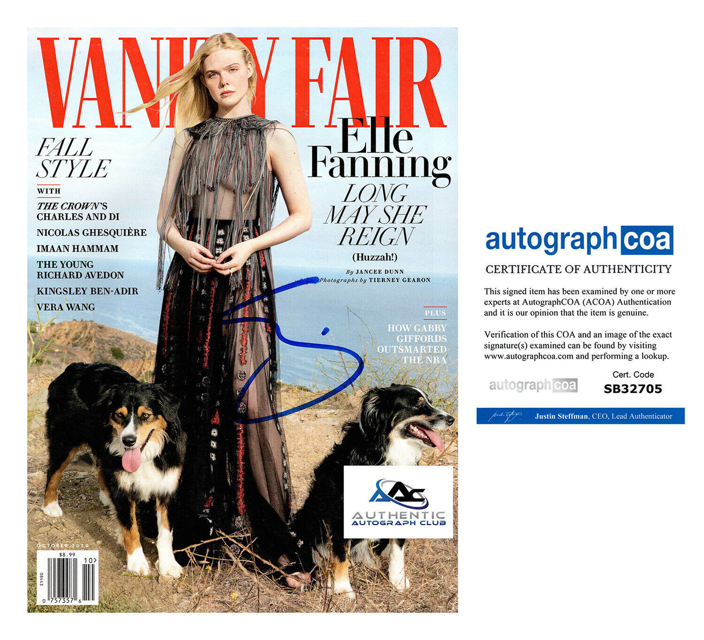 ELLE FANNING AUTOGRAPH SIGNED VANITY FAIR MAGAZINE ACOA