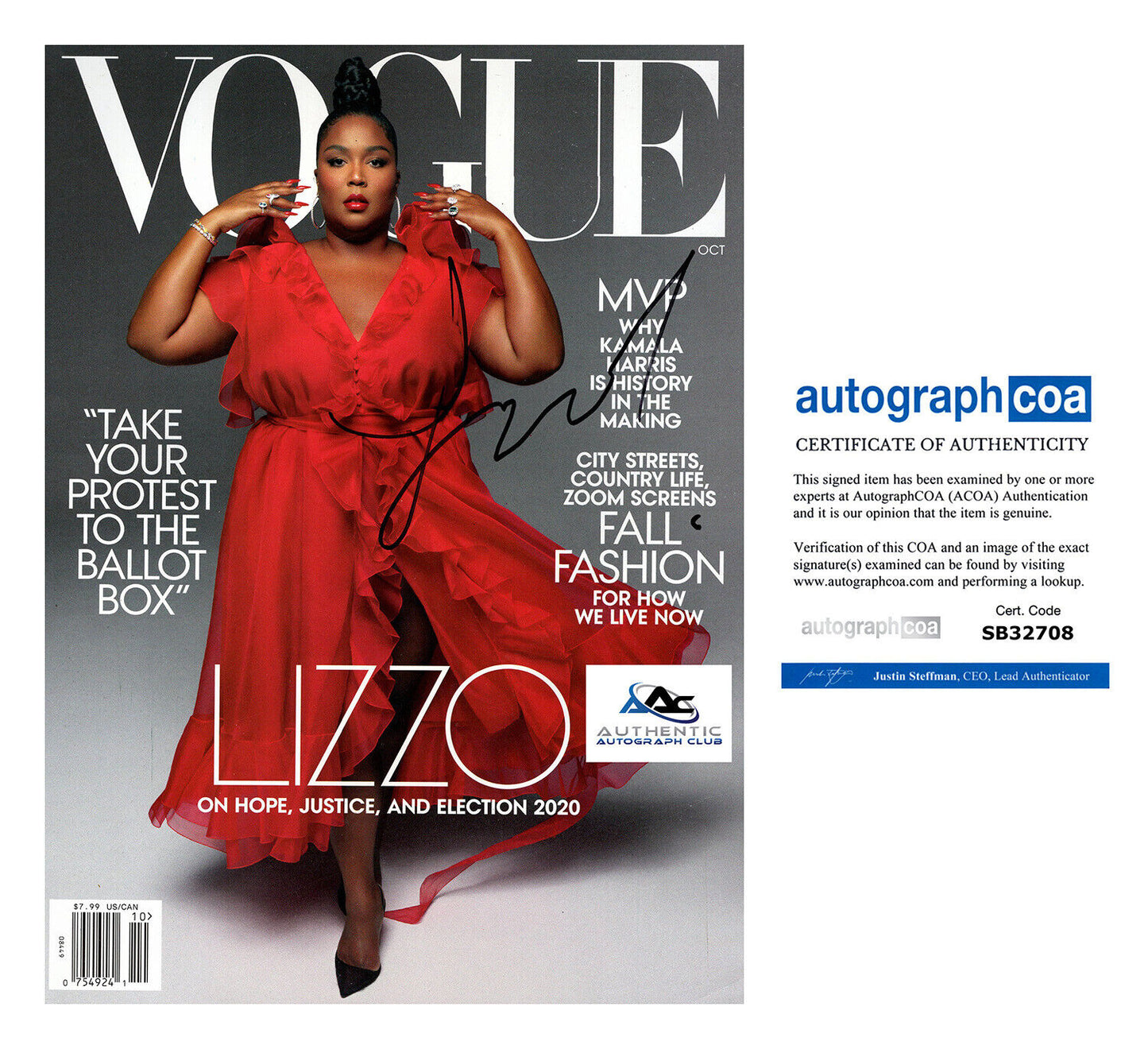 LIZZO AUTOGRAPH SIGNED VOGUE MAGAZINE ACOA