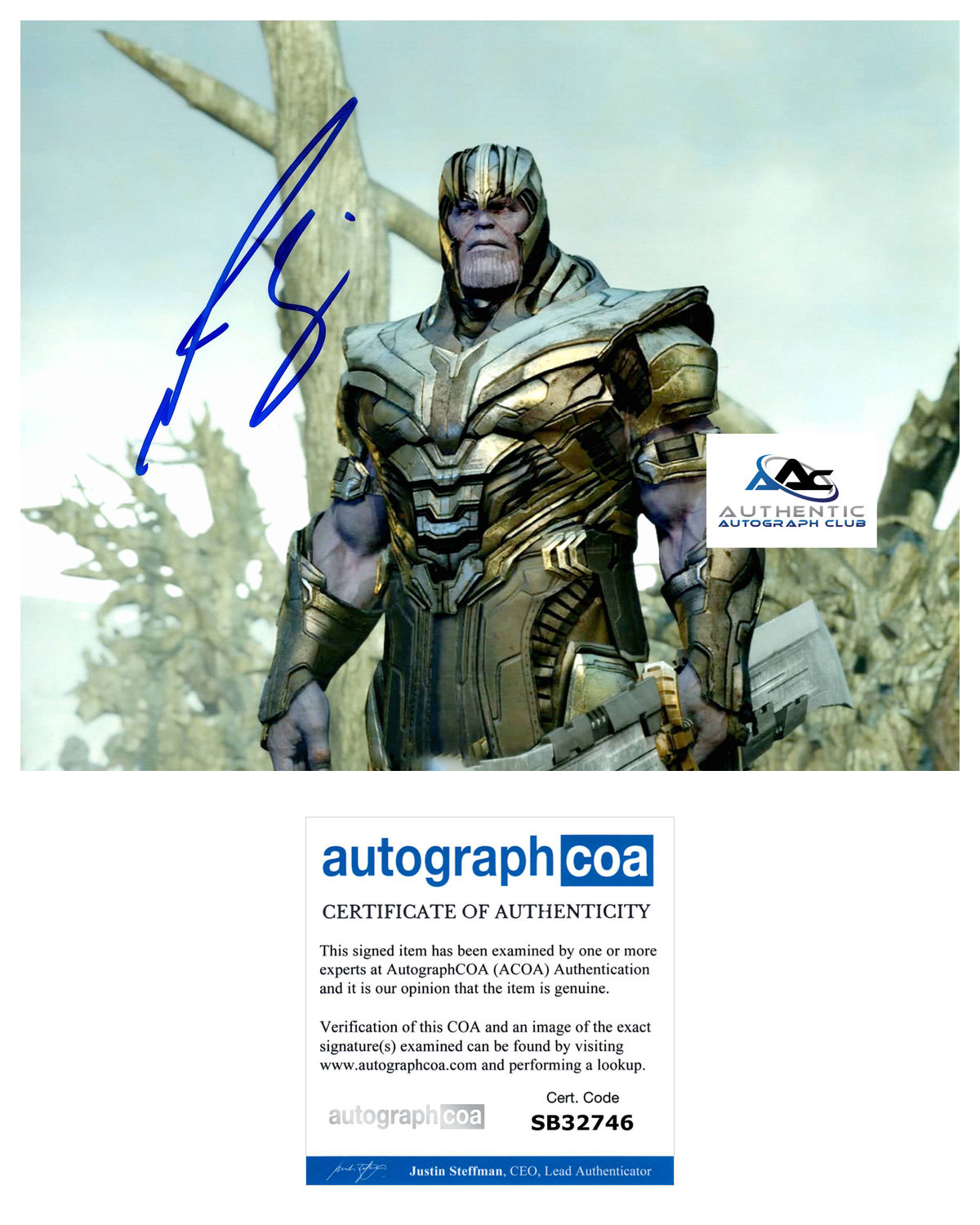 JOSH BROLIN AUTOGRAPH SIGNED 8X10 PHOTO THANOS AVENGERS MARVEL ACOA