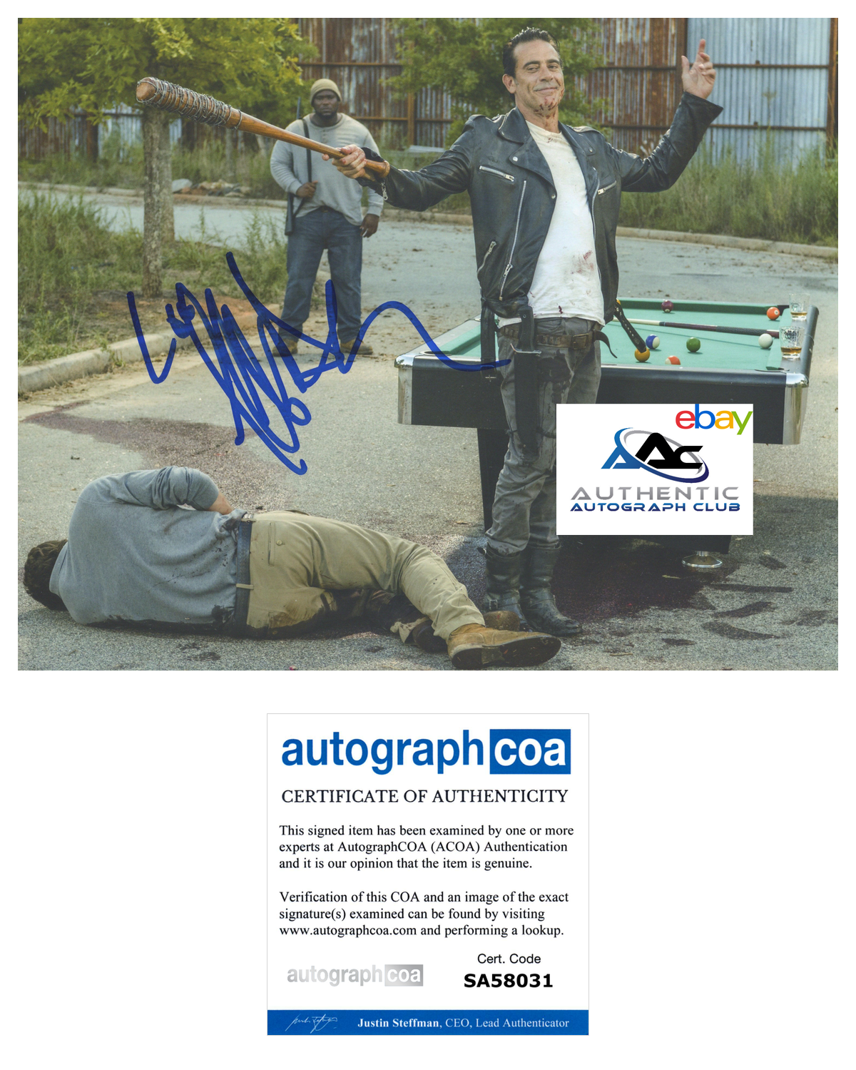 JEFFREY DEAN MORGAN AUTOGRAPH SIGNED 8X10 PHOTO WALKING DEAD NEGAN ACOA