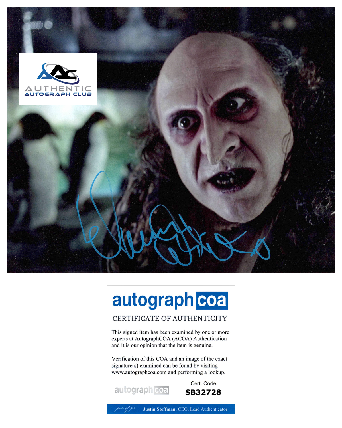 DANNY DEVITO AUTOGRAPH SIGNED 8x10 PHOTO PENGUIN BATMAN ACOA