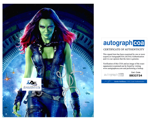 ZOE SALDANA AUTOGRAPH SIGNED 8x10 PHOTO GAMORA GUARDIANS OF THE GALAXY ACOA