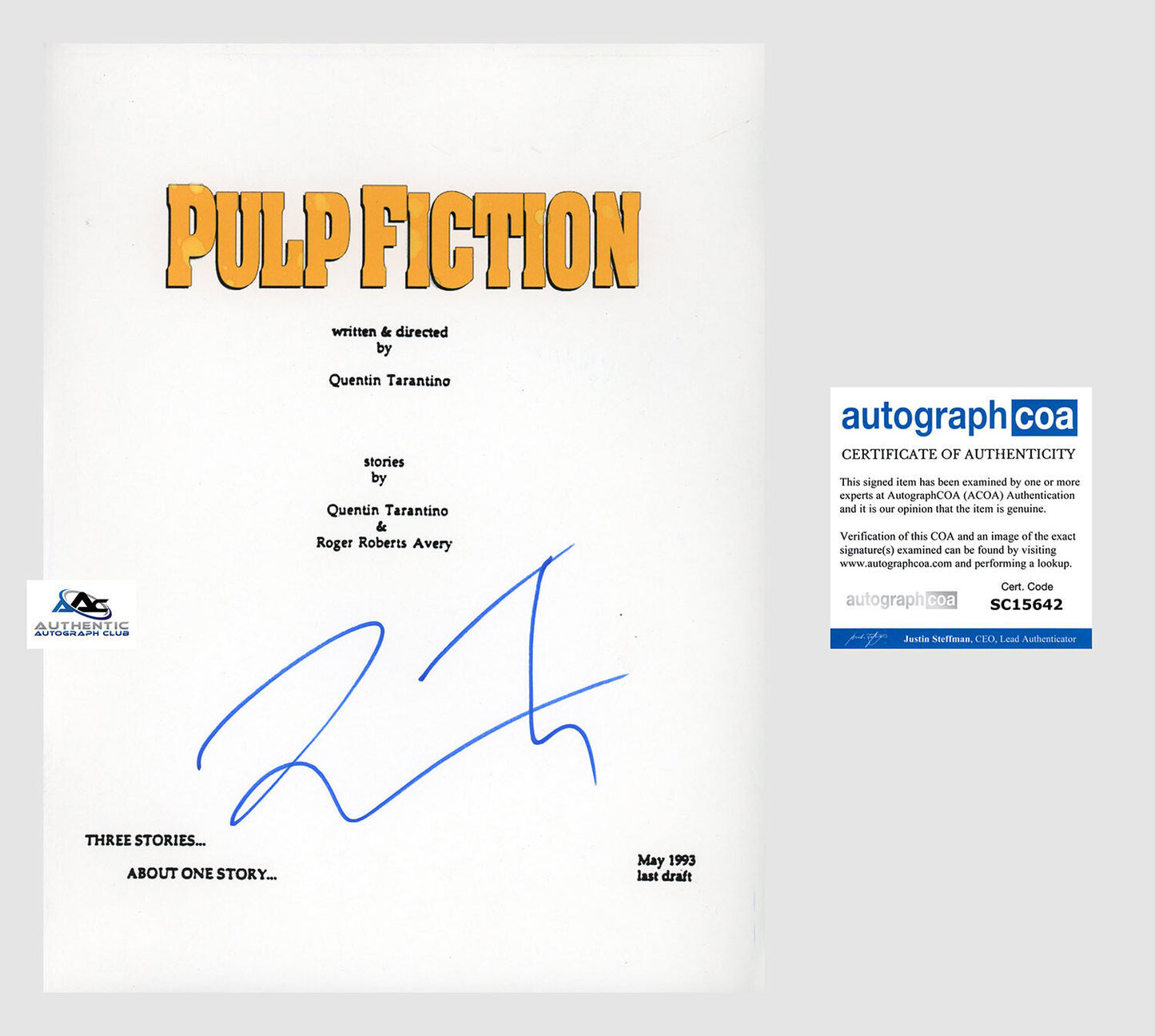 QUENTIN TARANTINO AUTOGRAPH SIGNED PULP FICTION SCRIPT ACOA