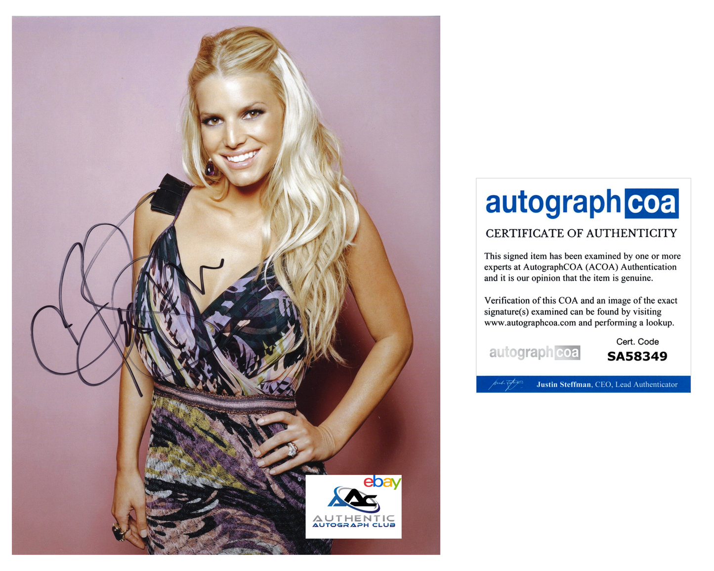 JESSICA SIMPSON AUTOGRAPH SIGNED 8X10 ACOA